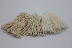 Cotton fringe, bullion fringe and woolly fringe